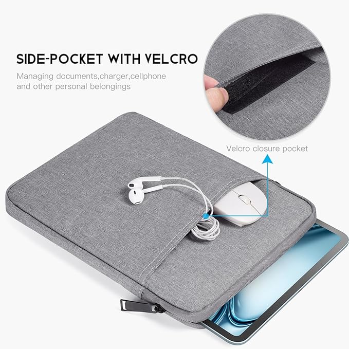 9-11 inch iPad Carrying Case, Padded Travel Tablet Sleeve Bag for 11 inch iPad Pro M5(2025) M4(2024), Air M2 M3(2025) M4(2026), A16, 10.9 10.2 10.5-in, Fit Apple Magic Keyboard Sleeve -Gray