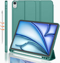 iMieet iPad Air 11 Inch Case M4/M3/M2(2026/2025/2024), iPad Air 5th/4th Generation Case 2022/2020 10.9 Inch with Pencil Holder,Trifold Stand Smart Case with Soft TPU Back(Forest Green)