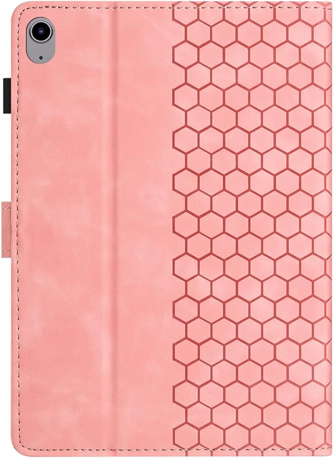 DTangLsm for iPad A16 Case iPad 11th Generation Case 11-inch 2025, iPad 10th Generation Case 10.9-inch 2022, Smart PU Leather Folio Stand Cover with Pencil Holder, Auto Wake/Sleep, Honeycomb Pink
