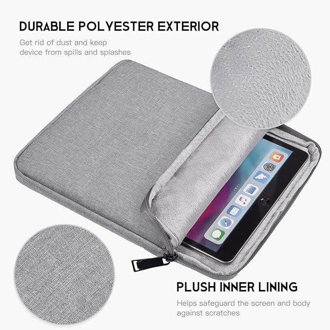 9-11 inch iPad Carrying Case, Padded Travel Tablet Sleeve Bag for 11 inch iPad Pro M5(2025) M4(2024), Air M2 M3(2025) M4(2026), A16, 10.9 10.2 10.5-in, Fit Apple Magic Keyboard Sleeve -Gray