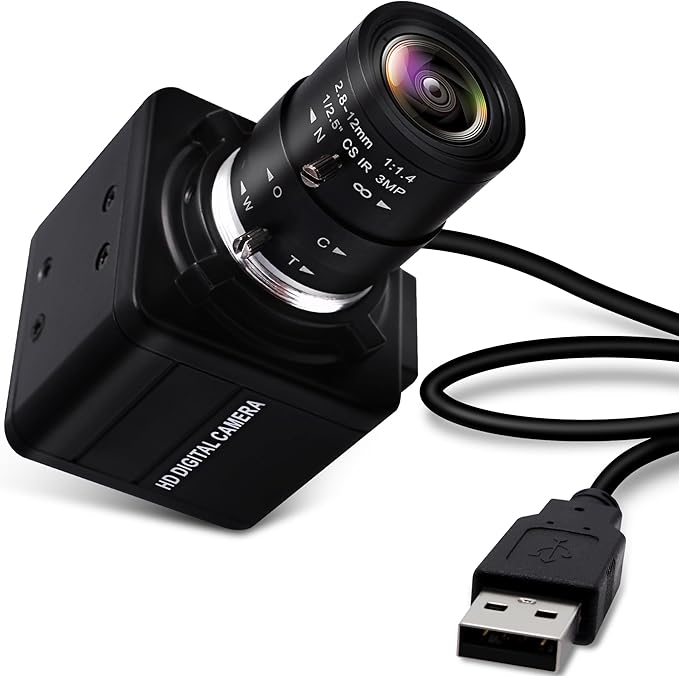 4K USB Camera 2.8-12mm Varifocal Manual Lens Webcam, Ultra HD 4X Zoom with IMX317 Sensor for Windows, Linux, Raspberry Pi, Mac OS