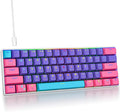 Protable 60% Percent Gaming Keyboard Mechanical, Mini Compact RGB Backlit 61 Keys Wired Office Keyboard with red Switch for Mac/Win (Purple/red Switch)
