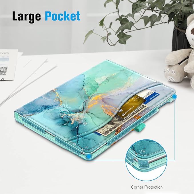 Fintie Case for iPad Pro 9.7 Inch 2016 Release Tablet- [Corner Protection] Multi-Angle Viewing Folio Smart Stand Back Cover with Pocket, Pencil Holder, Auto Wake/Sleep, Emerald Marble