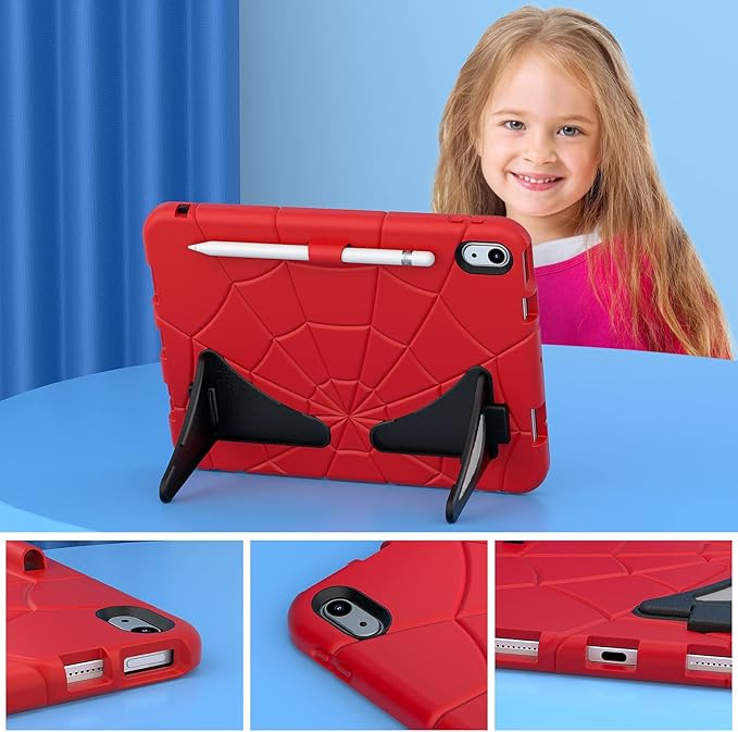 AKABEILA Compatible with Apple iPad (2026) 12th A19/iPad (2022) 10th/iPad (2025) 11th A16 Tablet Case，Lightweight Shockproof Protective Cover with Kickstand for Kids Children Boys Babies Red Black