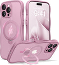 CAPRARO for iPhone 16 Pro Case with 360° Spin Magnetic Stand for Women, [Compatible with MagSafe] [Full Camera Protection] Cute Wave Translucent Matte Case for iPhone 16 Pro, Black Currant
