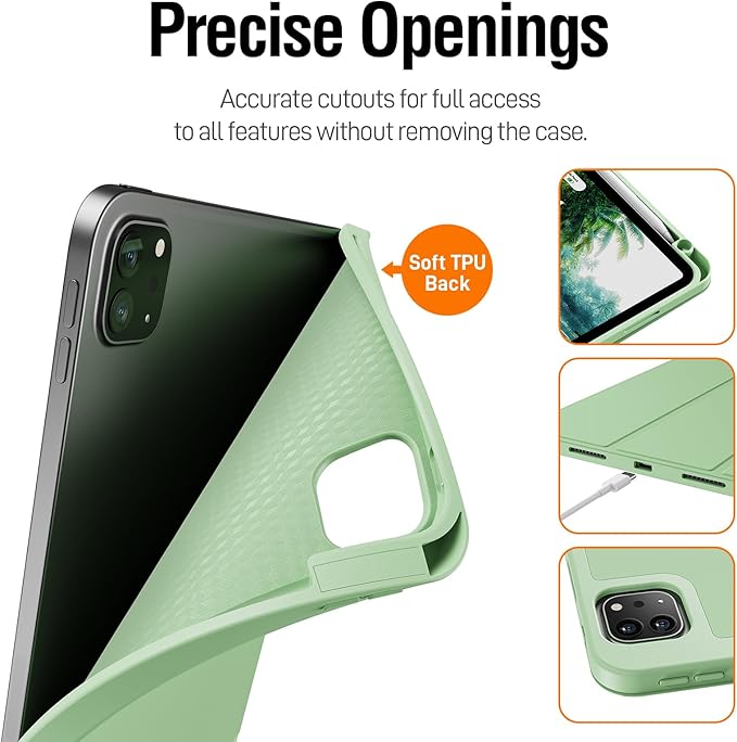 ZOVEEK iPad Pro 11 Inch Case 4th/3rd/2nd/1st Generation (2022/2021/2020/2018) with Pencil Holder, Magnetic Smart Cover with Stand, Supports 2nd Gen Pencil Charging, Auto Wake/Sleep (Matcha Green)