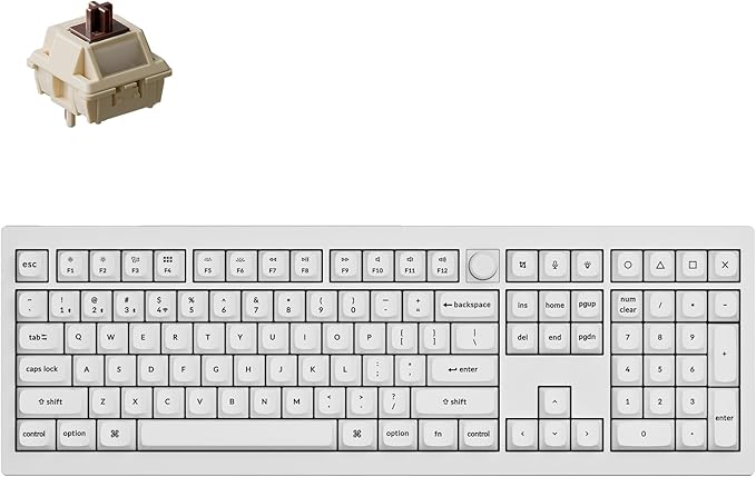 Keychron V6 Ultra 8K Full Size Wireless Mechanical Keyboard, 8000Hz, Hot-Swappable Brown Switch, RGB Backlight, PBT Keycaps, 2.4GHz/Bluetooth/Wired, ZMK/Web Launcher, for Windows macOS Linux – White