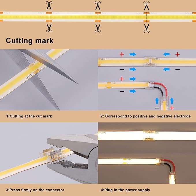 BENLUN 24V COB LED Strip Light Outdoor Waterproof 65.6ft (2 Rolls of 32.8ft), 3000K Warm White 11W/M 312LEDs/M CRI 93 LED Tape Light with Power Supply for Bedroom Courtyard Living Room Ceiling