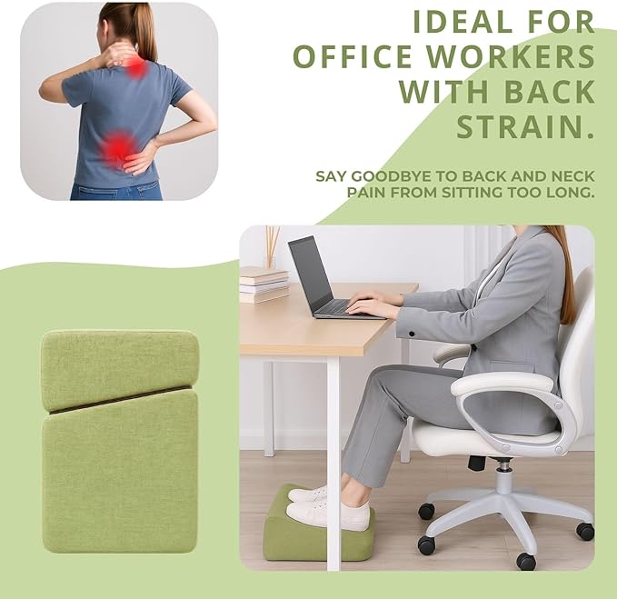 Avocado Adjustable Foot Rest for Under Desk at Work – Ergonomic Linen Memory Foam Footrest Pillow with Breathable Washable Cover, DIY Height Adjustment for Office Chair, Gaming, Home & Travel Use