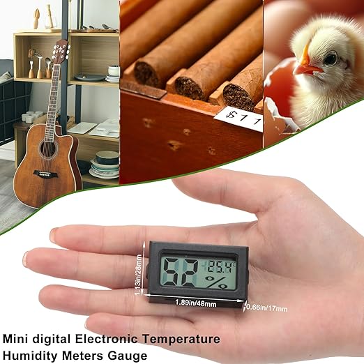 Kanayu 24 Pack Mini Digital Hygrometer Thermometers Indoor Humidity Monitor Temperature Humidity Gauge Meter with Fahrenheit for Greenhouse Garden Cellar Closet