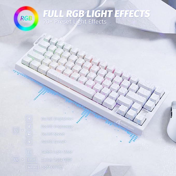 ATTACK SHARK X68 HE Rapid Trigger Mechanical Gaming Keyboard 60% Wired with Adjustable Actuation,Hall Effect Magnetic Switch,8KHz Polling Rate,RGB Backlit,Top Mount,Side Printed Keycap(White Contour)