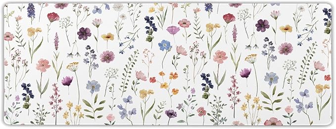 Floral Desk Mat Large Extend Mouse Pad XL Beige Boho Desk Pad 31.5x11.8 Inch Cute Minimalist Flowers Mouse Pads Flowers Esthetics Computer Laptop Mouse Mat Non-Slip for Home Office Desktop Decor