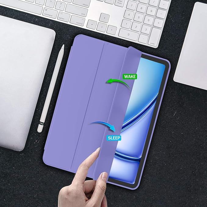 iMieet iPad Air 11 Inch Case M4/M3/M2(2026/2025/2024), iPad Air 5th/4th Generation Case 2022/2020 10.9 Inch with Pencil Holder,Trifold Stand Smart Case with Soft TPU Back(Slate Blue)