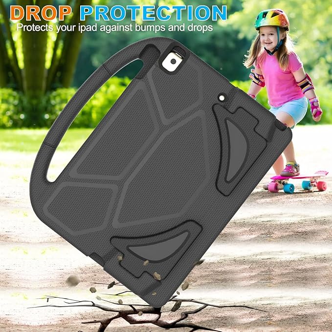 Kids Case for iPad 10.2 & 10.5, iPad 9th/8th/7th Generation 10.2" 2021 2020 2019 Case with Screen Protector, iPad Air 3rd Gen/Pro 10.5 inch Protective Cover with Handle Stand, Black