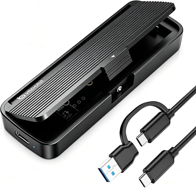 NVMe Enclosure, Tool-Free Installation, USB 3.2 Gen 2 (10 Gbps) to M.2 NVME M-Key/(B+M) Key PCIe SSD Adapter Support UASP and Trim, for SSDs 2230/2242 /2260/2280 (Black)