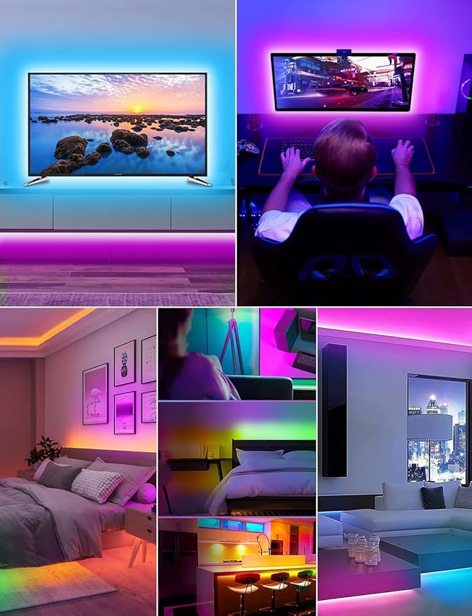 Daymeet Led Lights for TV, 16.4 FT Smart LED TV Backlights for 45-85 inch USB TV Behind Lighting Color Changing RGB TV Led Light Strip with Remote Music Sync Bluetooth APP Control for Bedroom, Party