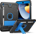 SIBEITU Case Compatible with iPad 9th Generation for Kids, with Pencil Holder Stand, Heavy Duty Rugged Case for iPad 10.2 inch