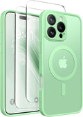 CAPRARO Magnetic Compatible with iPhone 16 Pro Case, Upgraded [Full Camera Protection] [Compatible with MagSafe] Protective Translucent Matte Women Girl Phone Case Cover, Bamboo Green