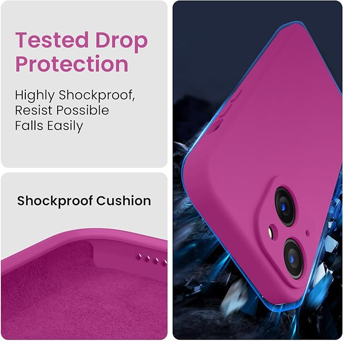 FireNova Designed for iPhone 15 Case, Silicone Upgraded [Camera Protection] Phone Case, Soft Anti-Scratch Microfiber Lining Inside, 6.1 inch, Shocking Pink