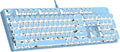 Typewriter Mechanical Gaming Keyboard with RGB Backlit Red Switches, 104 Keys Retro Round Keycap, Wired Typewriter Style Comfortable Typing Soud (Blue)