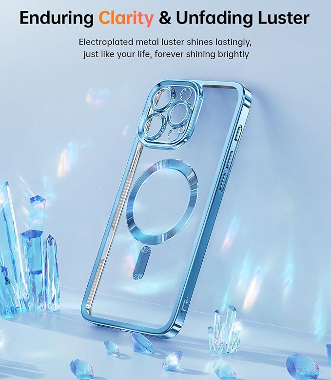 Meifigno Designed for iPhone 16 Pro Max Case 6.9", [Glitter Card & Wrist Strap] [Compatible with MagSafe] [2X Screen Protectors] Surround Raised Lens Protection Designed for 16 ProMax Case, Sky Blue