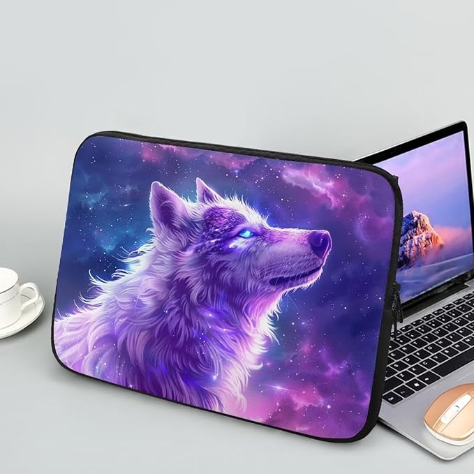 Galaxy Wolf Laptop Protective Sleeve for Women Men Computer Sleeve 13 inch Laptop Case Bag Portable Computer Carrying Case Suitable GITS for Teens Boys Tablet Bags Purple