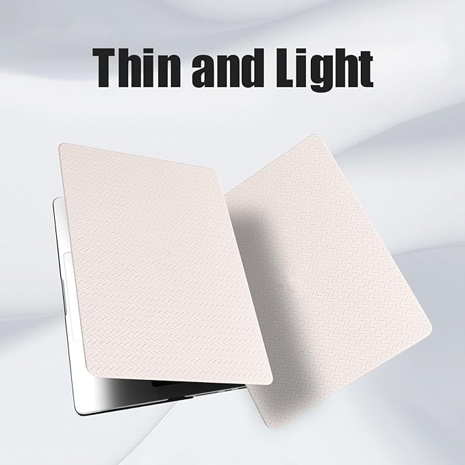 DTangLsm for MacBook Air 15 inch Case 2026 M5, 2025 2024 2023 A3448 M4 A3241 M3 A3114 M2 A2941, Woven Textured Leather Hard Shell Cover for Mac Book Air 15 Case+Keyboard Skin, Has Logo Cutout, Beige