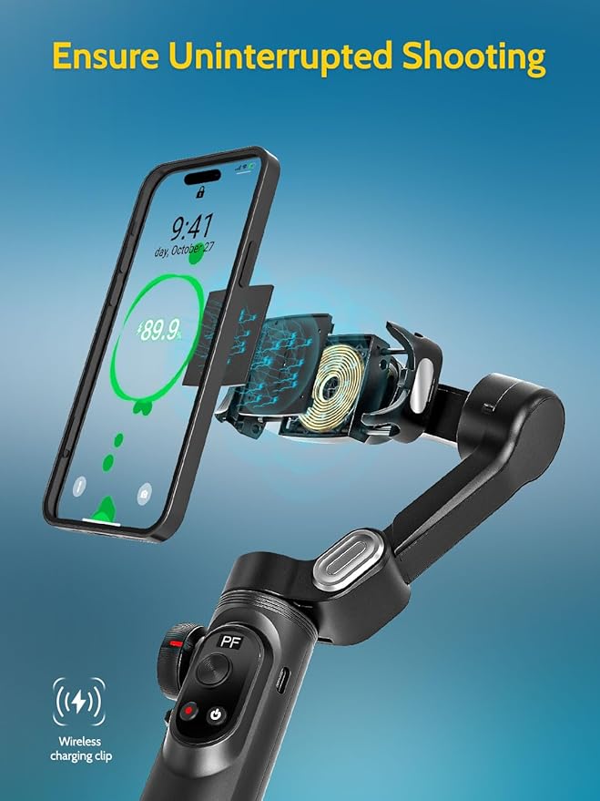 AOCHUAN 3-Axis Gimbal Stabilizer for Smartphone Smart X Pro & B10 Storage Bag & E10 Extension Rod