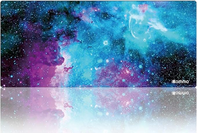 iKammo Large Galaxy Desk Mat Mouse Pad Big DeskPad Desk Cover Extended Cute Computer Mouse Pad XXL Big Office Desk Mouse Mat/Pad with Waterproof Surface-Optimized Gaming Surface (XXL-038, Blue Galaxy)