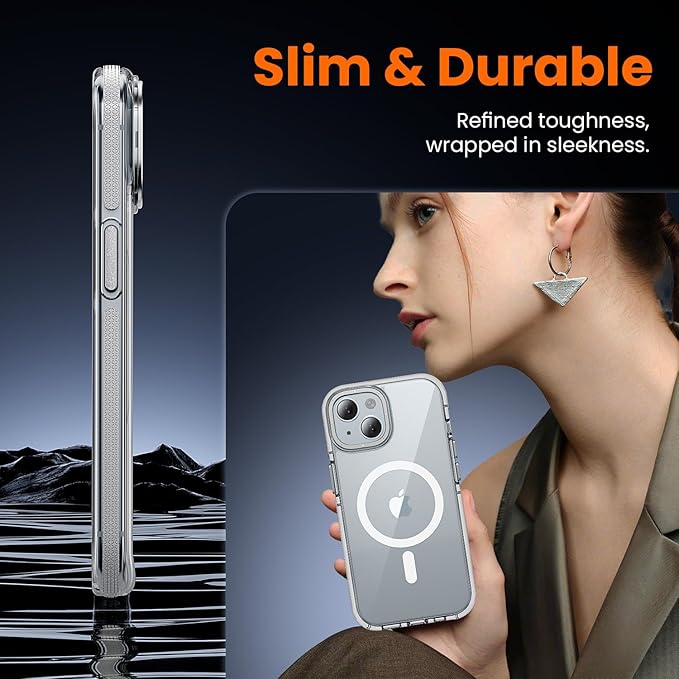 toushion 3 in 1 for iPhone 15 Plus Case Clear with MagSafe, Yellowing-Resistant Acrylic Back, Shockproof Guard Corners, Military-Grade Protection for iPhone 15 Plus Phone Case 6.7 inch Clear Bumper