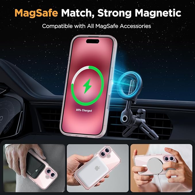 Miracase Magnetic for iPhone 17 Case (Compatible with MagSafe) with Screen Protector Military-Grade Protection, Anti-Fingerprint Translucent Matte Phone Cover for iPhone 17 6.3 inch, Clear