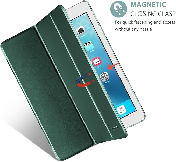 ProCase Smart Case for iPad Pro 9.7 Inch 2016, Ultra Slim Lightweight Stand Smart Case Shell with Translucent Frosted Back Cover for iPad Pro 9.7 Inch (A1673 A1674 A1675) -Mgreen
