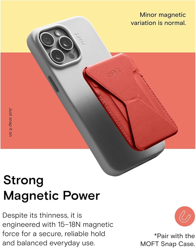 MOFT Magnetic Wallet Stand Compatible with iPhone 17/16/15/14/13/12 Series, Angle Adjustment & Magsafe Compatible MOVAS Phone Stand,Sunset