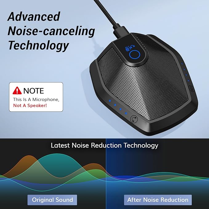 TONOR Conference Microphone with AI Noise Canceling, USB Mic for Teleconference, Condenser Mic for Work at Home, Volume Adjustment, Compatible with Windows and Mac, Desktop PC and Laptop, G11 PRO