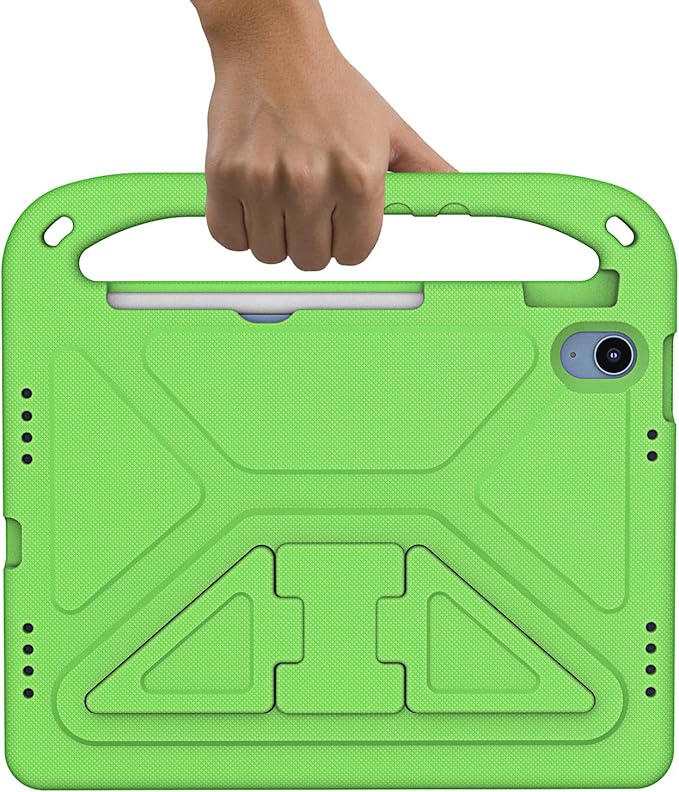for iPad A16 Case 11th Generation 2025 11 Inch, iPad 10th Generation 10.9" 2022 Case, Kids Friendly Lighweight EVA Foam Shoulder Strap Shockproof Stand Cover for Girls Boys, Green