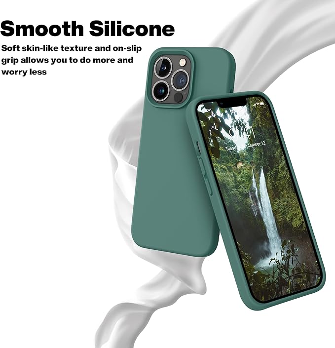 OTOFLY Designed for iPhone 13 Pro Max Case, Silicone Shockproof Slim Thin Phone Case for iPhone 13 ProMax Case 6.7 inch (Midnight Green)