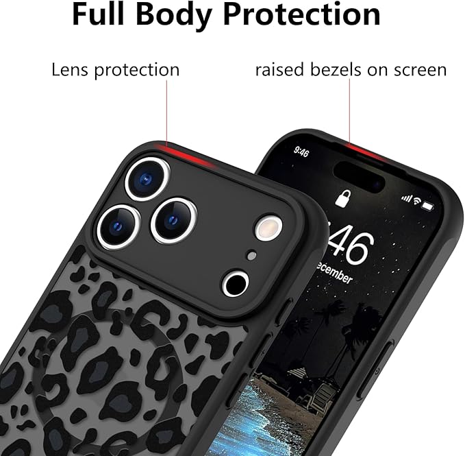 KANGHAR Case Compatible with iPhone 17 Pro Max Leopard Printed Pattern [Compatible with Magsafe] Cute Cheetah Protective Magnetic Case for Girls Women Men 6.9"