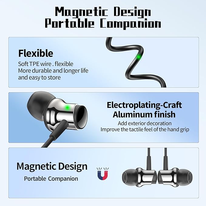 USB C Headphones for Samsung S26 S25 S24 S23 S22 A16 A56 Wired Earbuds USB C Magnetic in-Ear Type C Earphone with Mic Volume Control Stereo Noise Canceling Headphones for iPhone 17 16 15 Pro Max Pixel
