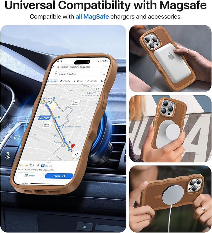 Magnetic for iPhone 15 Pro Max Case[Compatible with MagSafe][Military-Grade Drop Protection][Anti-Yellowing]Shockproof Protective Translucent Matte Cover for iPhone 15 Pro Max Phone Case,Brown