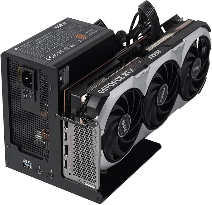 External GPU Enclosure Dock (eGPU)：Compatible with Win 10/11 Linux Thunderbolt 3/4 and USB 4 Laptops & Devices - 3 Slot Wide NVIDIA/AMD Graphics Cards PCIe 4.0 Support - 80W PD via USB C