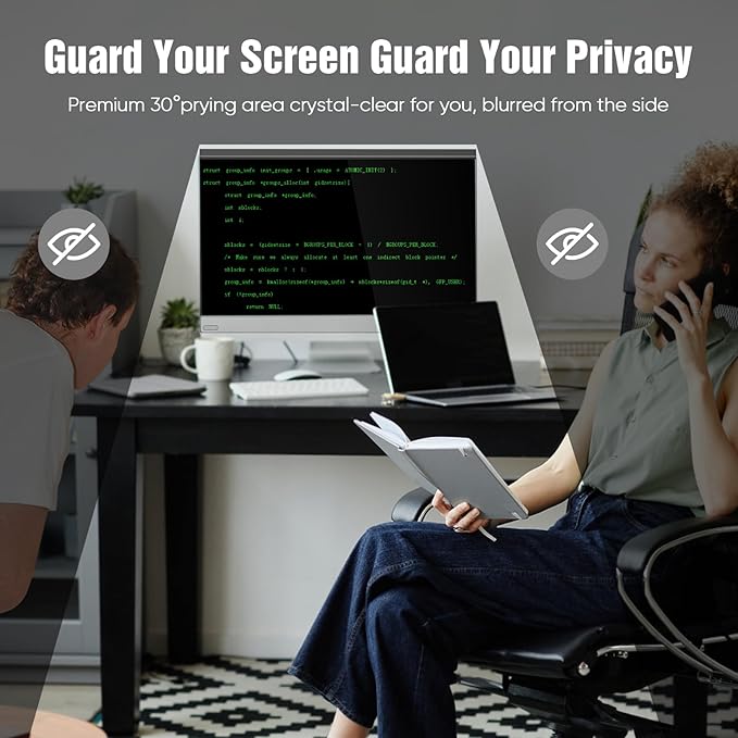 Magnetic Computer Privacy Screen 32 Inch，Aesthetic Hanging Privacy Screen for Computer Monitor with Anti-Blue Light Coating, Removable Magnetic Attachment Computer Monitor Privacy Shield
