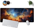Large Mouse Pad, 31.5 x 11.8in Extended Gaming Mouse Pad with Stitched Edges, XXL Mousepad Protector Non Slip Rubber Base for Office and Home Writing Mat, Nebula Pattern Black Desk Mat