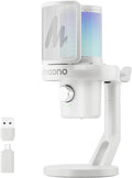 MAONO Wireless Gaming Microphone, USB Condenser Mic with Software, Noise Cancellation, AI Voice Changer, RGB Lights, Mute, Gain for Streaming Recording Podcast Computer PC Laptop, DM40 White