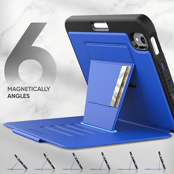 SEYMAC stock Case for iPad mini 7 (A17 Pro)/ Mini 6 8.3'', Strong Magnetic Auto Sleep Shockproof Case with Absorbing Multi-Angles Stand, Pen Holder, Card Slot, Blue