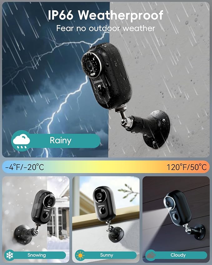 ZUMIMALL 2K Security Cameras Wireless Outdoor, Magnetic Mount, 130° View Outdoor Camera Wireless, 2.4G WiFi Battery Camera Indoor/AI Detection/3MP Color Night Vision/2-Way Talk/Cloud/Alexa/IP66