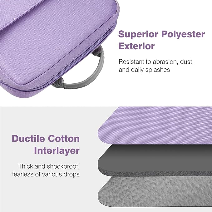 Dadanism 9-11 Inch Tablet Sleeve Bag Carrying Case with Shoulder Strap for iPad (A16) 11", iPad 10th Gen 10.9", iPad Air M4/Pro M5 11", iPad 9/8/7th 10.2", Galaxy Tab A11+ Plus 11", Grey Purple