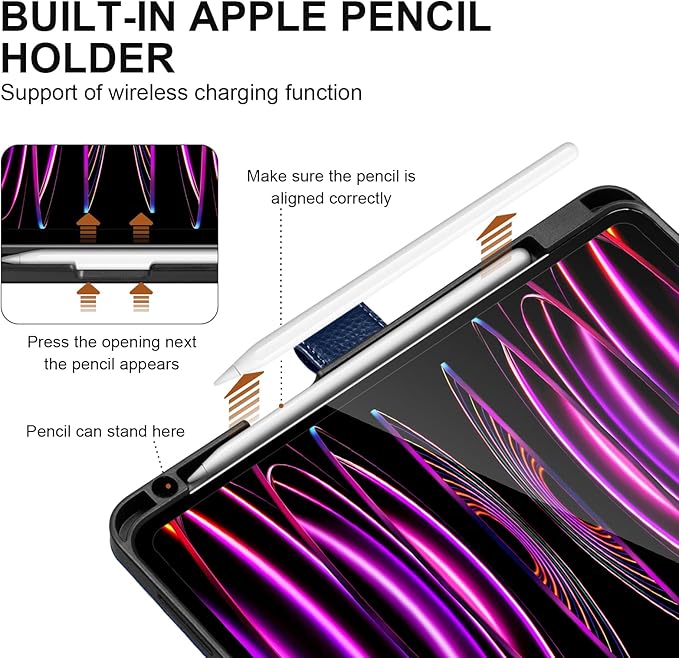 Genuine Leather Case for iPad Pro 11 Inch 4th/3rd/2nd/1st Generation 2022/2021/2020/2018 | with Pencil Holder and Adjustable Stand, Magnetic Closure, Auto Wake/Sleep Cover | Blue