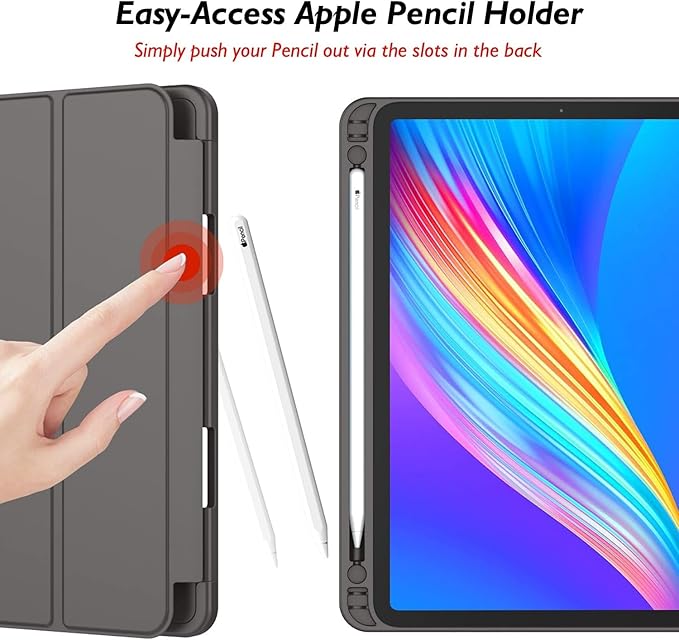 iMieet Case for iPad Pro 11 Inch (M5) 2025 /(M4) 2024 5th Gen, Trifold Stand Smart Cover with Pencil Holder and Soft TPU Back, Auto Wake/Sleep (Space Gray)