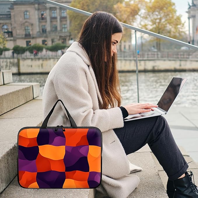 Universal Laptop Sleeve Tablet Case 12 inch, Colorful Checkerboard Slim Carrying Handbag Travel Laptop Bag for Surface Pro 9 8 7/Laptop Go 2 3, MacBook Air 11/12
