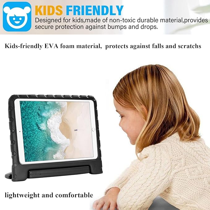 Kids Case for iPad Pro 10.5" 2017 & iPad Air 3rd Gen 10.5 inch 2019, with Rotating Handle/Stand Soft Shockproof EVA Drop Proof Lightweight Kids Girl Boy Kickstand Protective Cover,Black